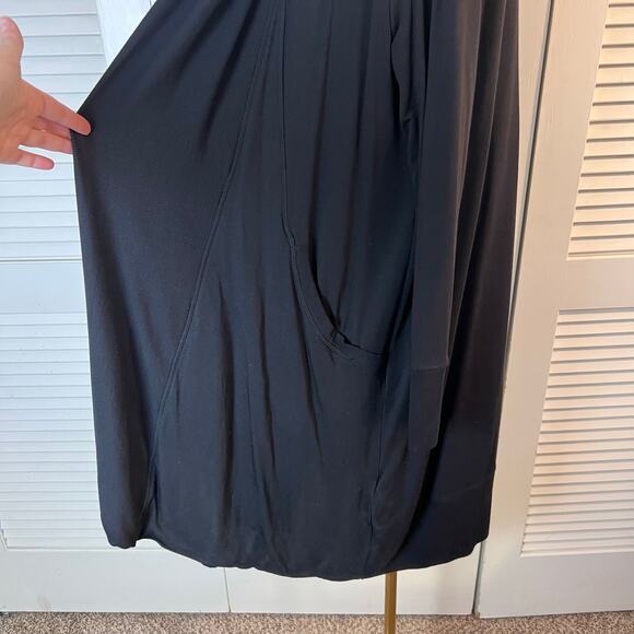 Athleta Black Tencel Modal Longline Wrap Cardigan Size Large Soft Lounge Drape - Picture 4 of 7